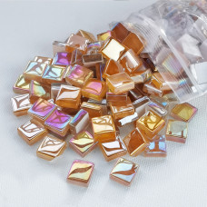 Шматочки мозаїки 1*1 см Колір Помаранчевий перламутр (220 штук 200 г) зі скла. Форма квадрат.