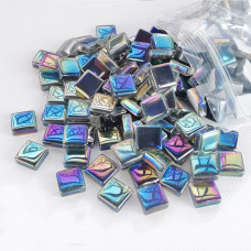 Шматочки мозаїки 1*1 см Колір Темно-сірий перламутр (220 штук 200 г) зі скла. Форма квадрат.