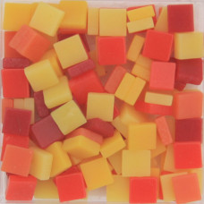 Шматочки мозаїки 0,5*0,5см Колір Червоний та жовтий змішаний (200шт 12гр) з акрилової смоли. Форма квадрат.