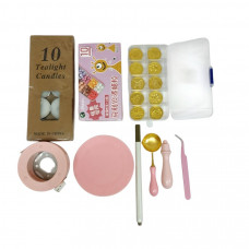 Набір для сургучного печаток №12: печатка-штамп 10шт + свічки 10шт + 10 кольорів сургуча гранул + інструмент
