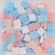 Шматочки мозаїки 0,5*0,5 см Колір Рожевий блакитний білий (200 штук 12 грам) з акрилової смоли. Форма квадрат.