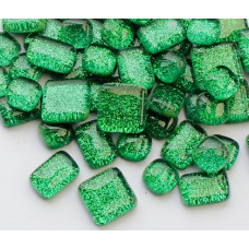Набір шматочків мозаїки форма Камені зеленого коліру з блискітками 200 гр 150-180 шт товщина 4 мм