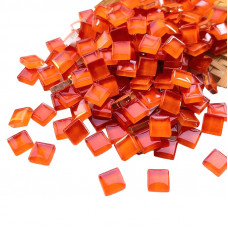 Шматочки мозаїки 1*1 см Колір Червоно оранжевий (200-220 штук 200 грамів) зі скла. Форма квадрат.