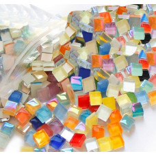Шматочки мозаїки 1*1 см Колір Різнокольоровий мікс (200-220 штук 200 грамів) зі скла. Форма квадрат.