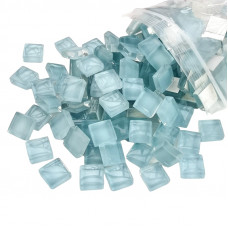 Шматочки мозаїки 1*1 см Колір Небесно блакитний (200-220 штук 200 грамів) зі скла. Форма квадрат.