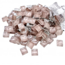 Шматочки мозаїки 1*1 см Колір Светло розовый (200-220 штук 200 грамів) зі скла. Форма квадрат.
