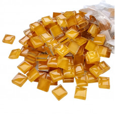 Шматочки мозаїки 1*1 см Колір Помаранчевий світлий (200-220 штук 200 грамів) зі скла. Форма квадрат.