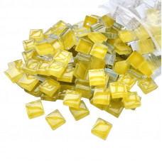 Шматочки мозаїки 1*1 см Колір Жовтий (200-220 штук 200 грамів) зі скла. Форма квадрат.