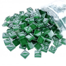 Шматочки мозаїки 1*1 см Колір Темно зелений  (200-220 штук 200 грамів) зі скла. Форма квадрат.