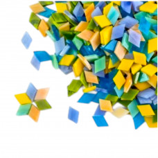 Набір шматочків мозаїки слюда форма РОМБ 200 грам 340 шт колір Блакитний жовтий