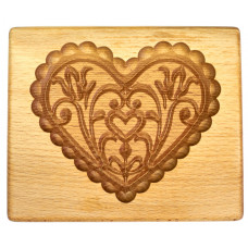 Прянична дошка Серце з квітами дерев'яна розмір 13*16*2см. Форма для формування пряників