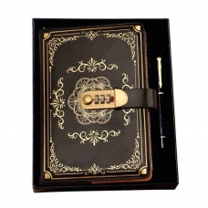 Блокнот Щоденник чорний з малюнком з кодовим замком Rainbow Style-Metal з ручкою в коробці 212*145*25 мм