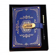 Блокнот Щоденник синій з малюнком з кодовим замком Rainbow Style-Metal з ручкою в коробці 212*145*25 мм