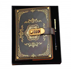 Блокнот Щоденник із кодовим замком Темно сірий з ручкою в коробці 212*145мм