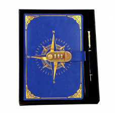 Блокнот Щоденник із кодовим замком синій з ручкою в коробці 212*148мм