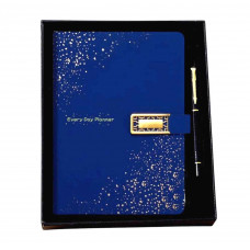 Блокнот Щоденник із магнітним замком синій з ручкою в коробці 212*148мм