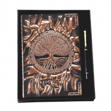 Блокнот Древо життя чорний тиснення золоте ретро-блокнот зі штучної шкіри з ручкою в коробці розмір 21,5*14,5 см