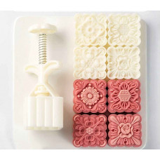 Пресформа квадратна для місячних пряників, сирників, печива квіти №35 4 штук 5,2*5,2см 75гр