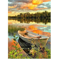 Діамантова мозаїка квадратним камінням Червоний захід сонця 40*30 см (розмір полотна 44*34.5 см) в коробці 35*8*8см