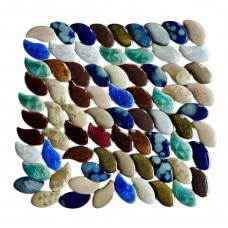 Мозаїка кераміка листя верби колір різнокольоровий  1,5*3,5 см 44 шт 250г