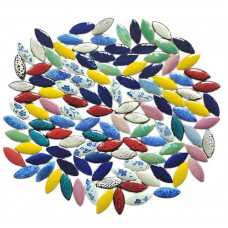 Мозаїка кераміка крапля вузька Мікс різнокольоровий 1,5 * 3.5 см 63 штук 250г.
