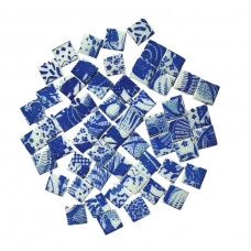 Мозаїка керамічна Квадратний №10 колір Синьо-білий малюнок гжель розмір 2*2*0,5 см вага 250 г кількість 54 штук