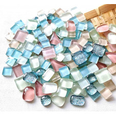 Набір шматочків мозаїки камінці мікс Світлий 200 г 150-170 шт. камені декоративні для декору