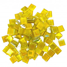 Шматочки мозаїки 15*15*4 мм Колір Жовтий перламутровий (95штук 200 г) зі скла. Форма квадрат