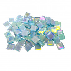 Шматочки мозаїки 15*15*4 мм Колір Синій перламутровий (95штук 200 г) зі скла. Форма квадрат