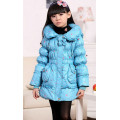Пуховик для дівчинки куртка зимова на натуральному пуху блакитний розмір 128
