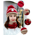 Комплект з 3 предметів : шапка, маска,шарф - снуд. колір червоний, бежевий