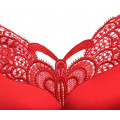 Бюстгальтер 100D великий розмір для пишних грудей червоний з метеликом без кісточок із застібкою спереду