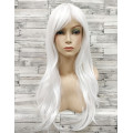 Перука біла довга хвиляста з довгим чубчиком жіноча для жінок 65см зі штучного волосся