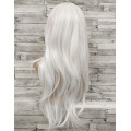 Перука біла довга хвиляста з довгим чубчиком жіноча для жінок 65см зі штучного волосся