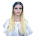 Перука блонд довга пряма з повязкою гумкою жіноча для жінок 60 см зі штучного волосся