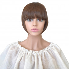 Чубчик накладний коричневий No8 прямий на шпильках зі штучного волосся