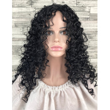 Перука жіноча афро кучерява чорна 50см
