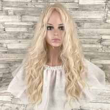Перука жіноча хвиляста блонд перлинний блондинка 60 см із термоволокна